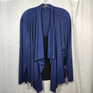 Notations Size 3X Royal Blue Women's Cardigan With Top Attached Inside